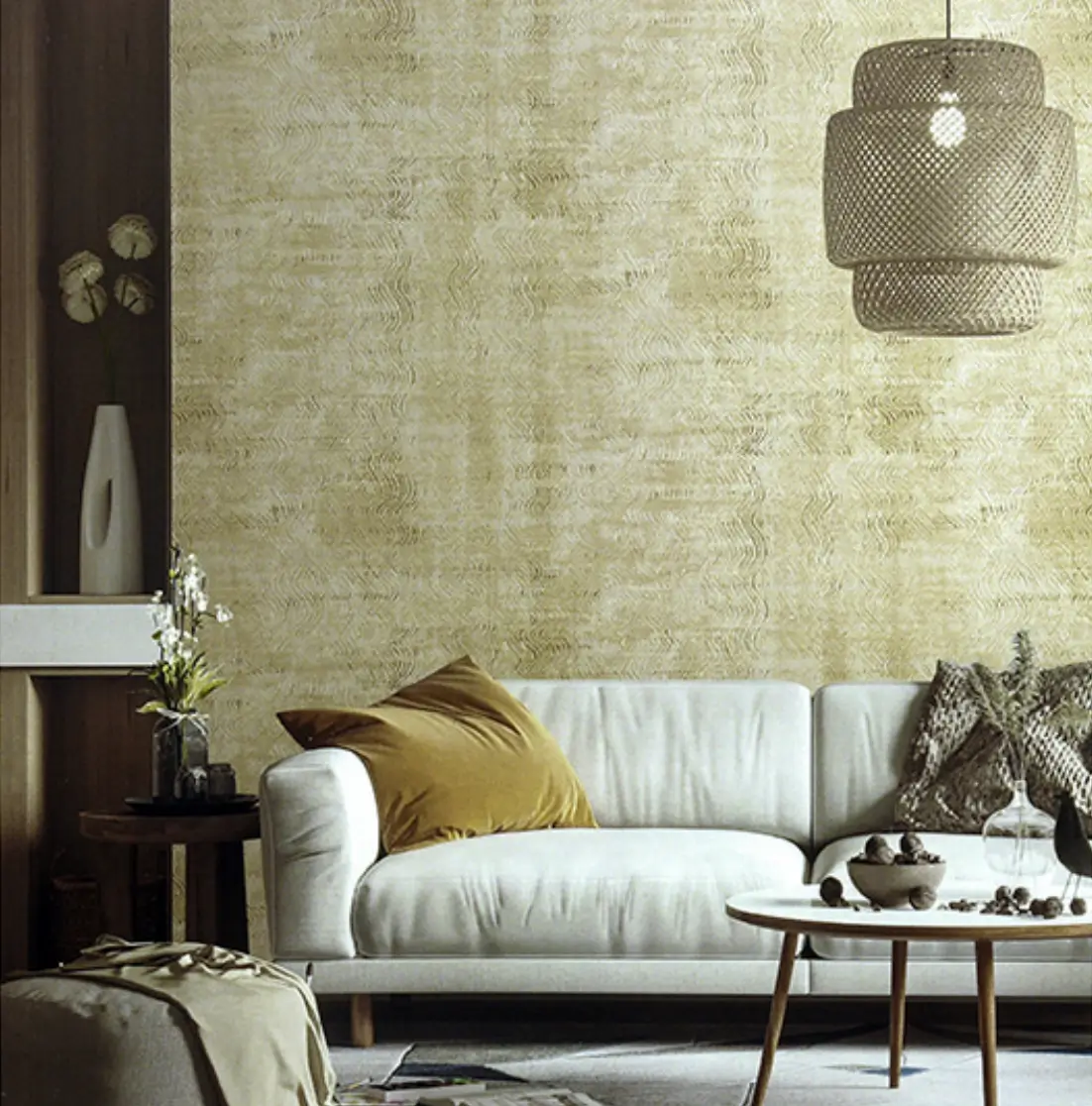 3D textured wallpaper design with depth and dimension for modern living room walls Hyderabad
