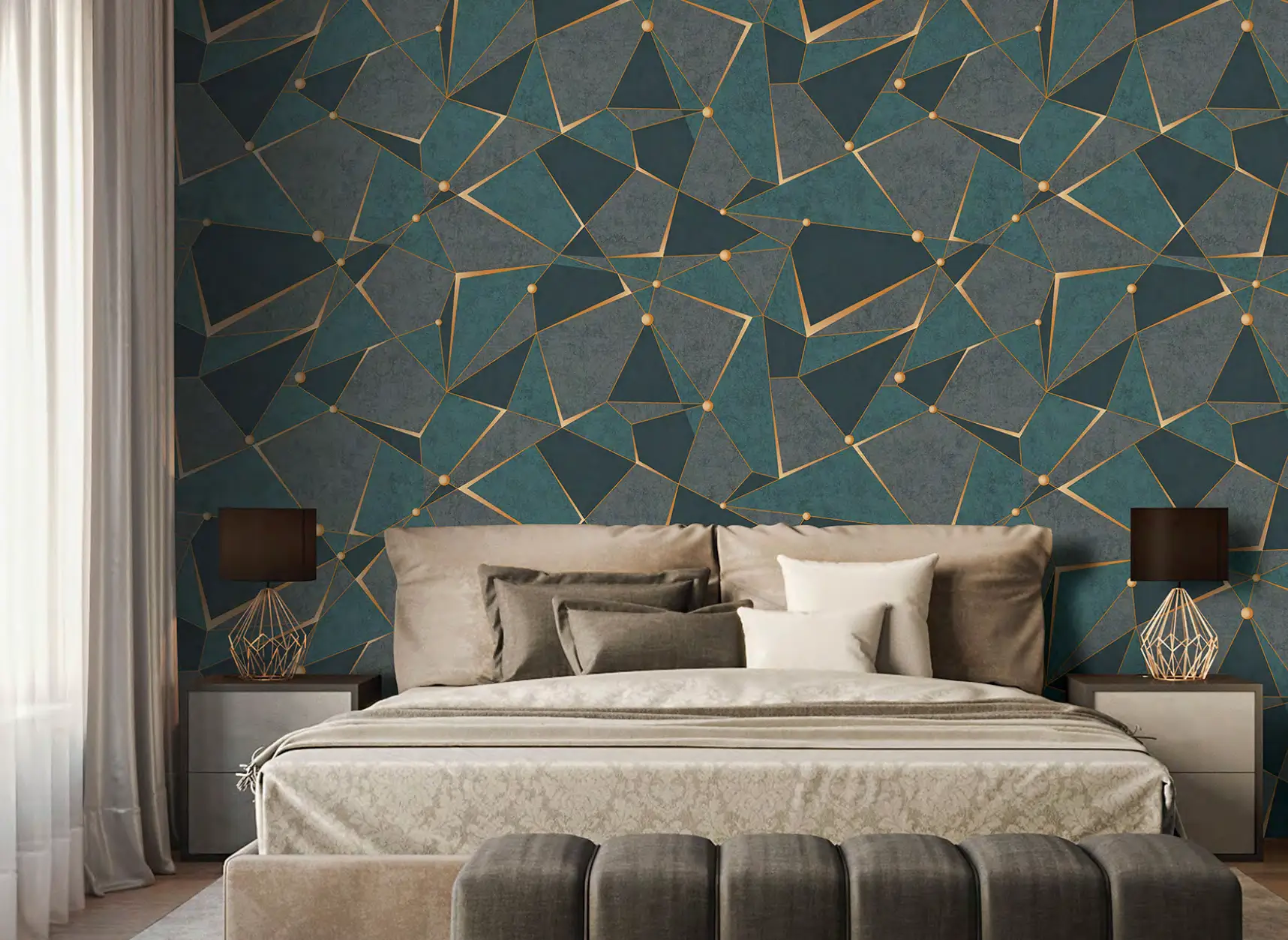 Contemporary geometric pattern wallpaper for modern office and commercial spaces Hyderabad