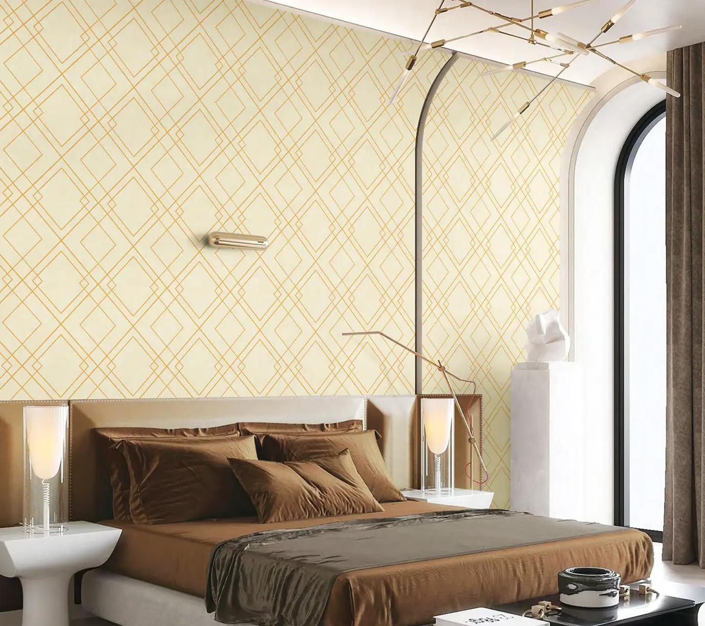 Luxury interior design featuring premium designer wallpaper with geometric patterns and elegant decor Hyderabad