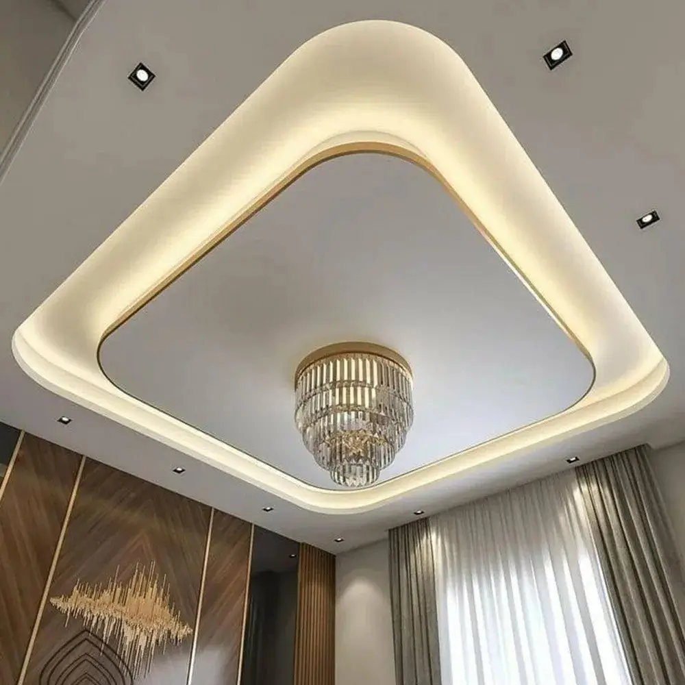Designer POP false ceiling with cove lighting and modern patterns Hyderabad